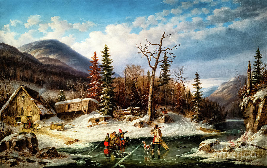 Winter Landscape Laval by Kreighoff Painting by Cornelius Krieghoff