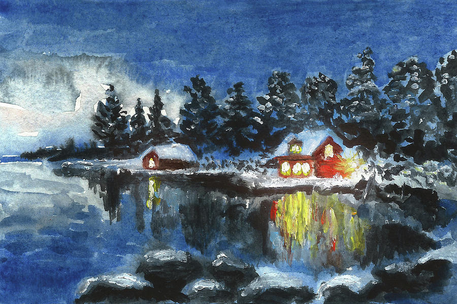 Winter Landscape Painting by Masha Batkova