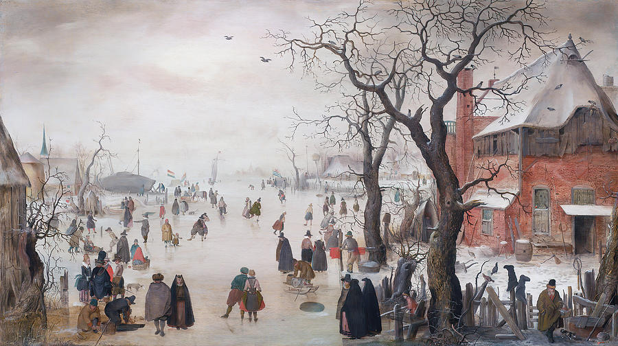 Winter Landscape Near a Village, c. 1610 Painting by Eric Glaser
