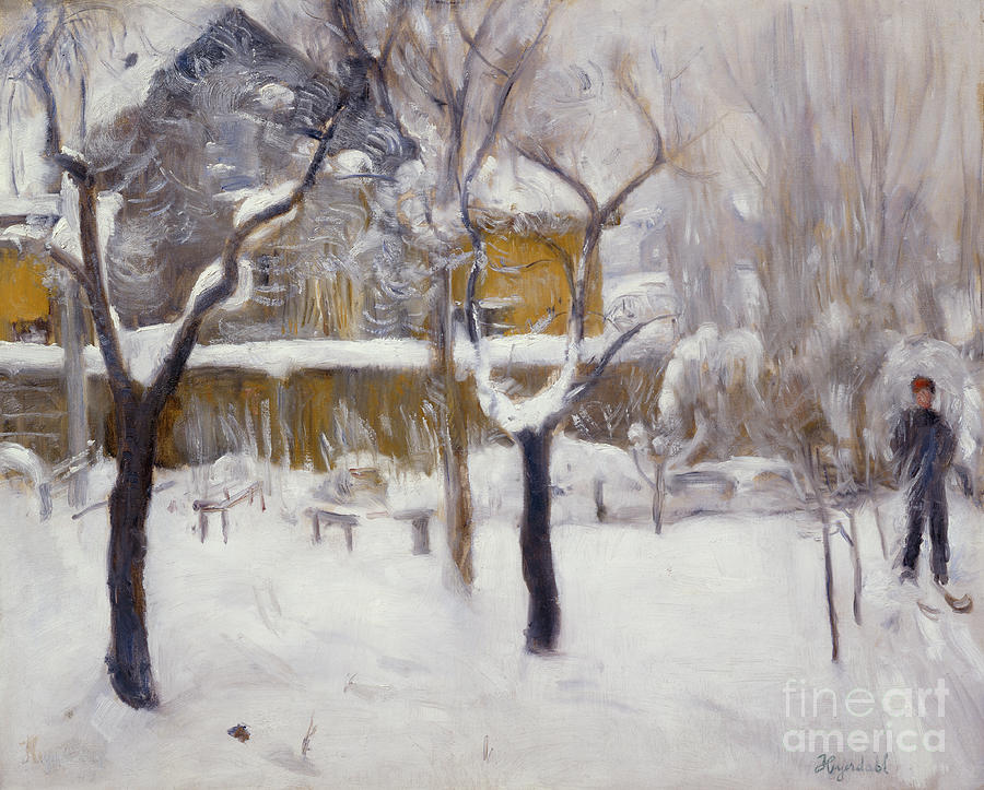 Winter landscape Painting by O Vaering by Hans Heyerdahl