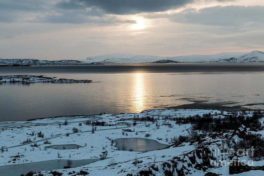 Winter landscape of lake Thingvallavatn Photograph by Claudio Maioli