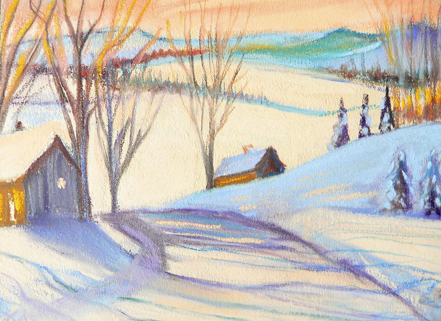 201712_berglandschaft Pastel Painting Pastel Chalk Landscape Berge Snow  Hill-meat-meadow Med Pastel Painting Pastel Painting 