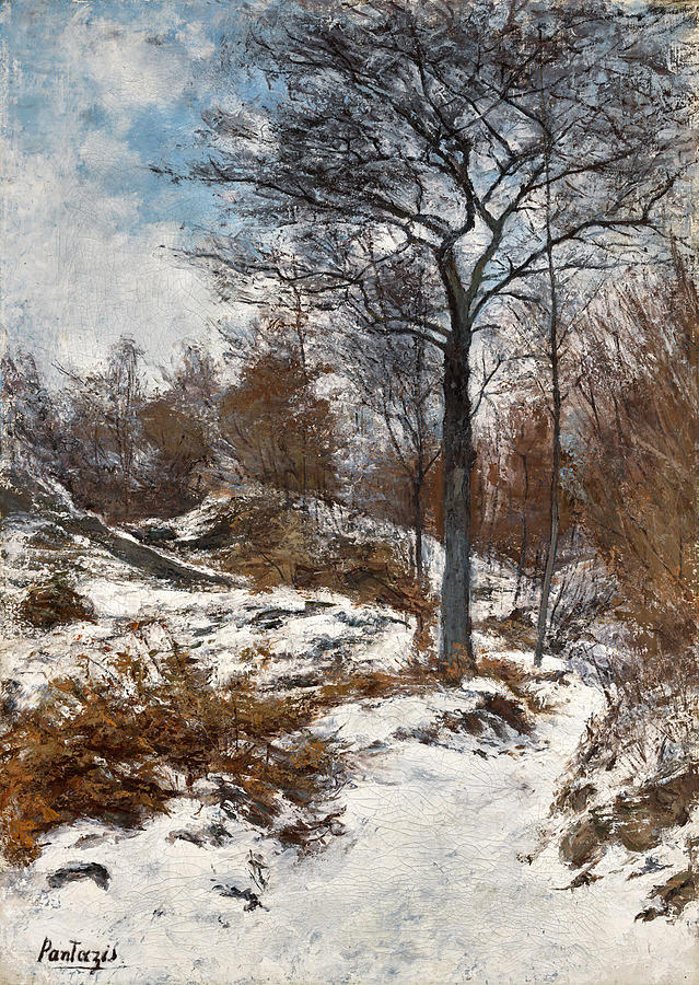 Winter Landscape Painting by Periklis Pantazis
