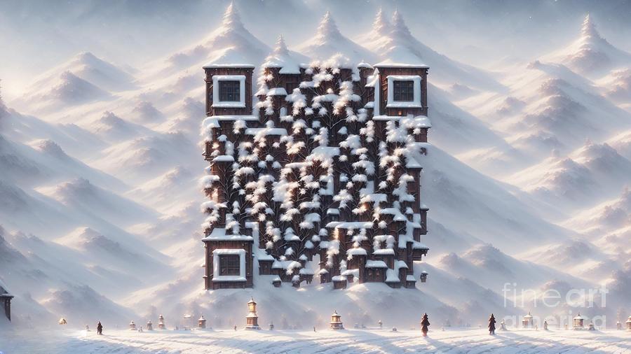 Winter Landscape QR Code Art - Scan for Serene Winter Landscapes and Soothing Music Mixed Media by Artvizual Premium