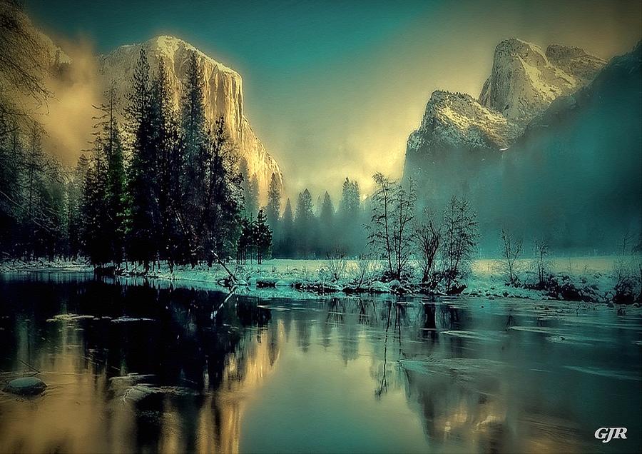 Winter Landscape Scene In Yosemite Park L A S Digital Art by Gert J Rheeders