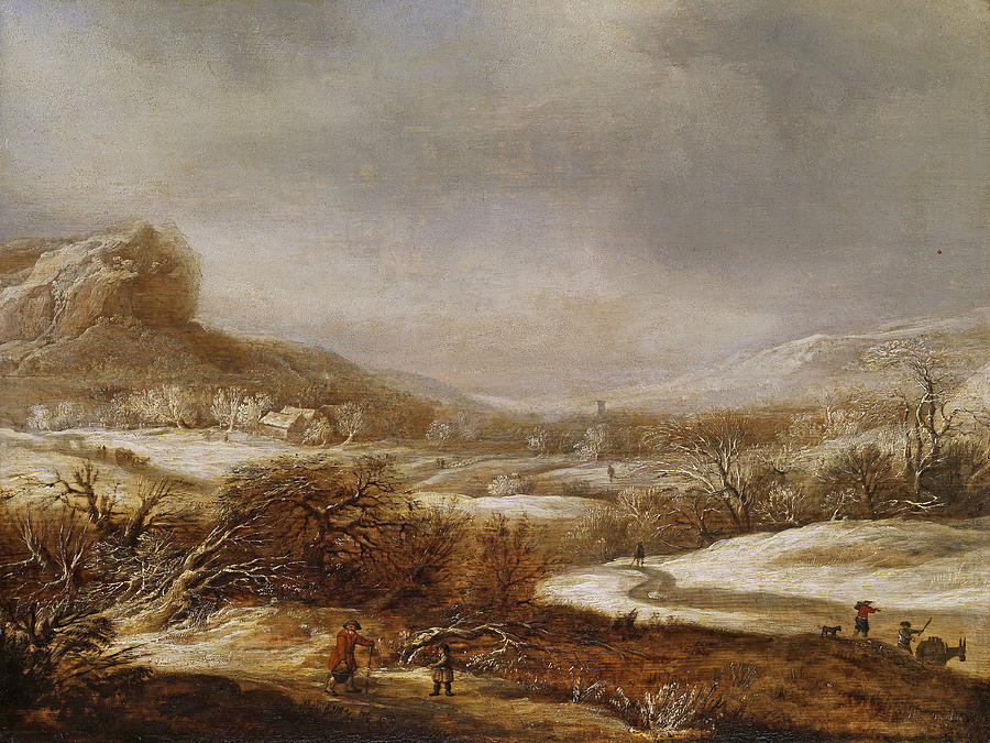 Winter landscape with figures Painting by Dirck Dircksz van Santvoort