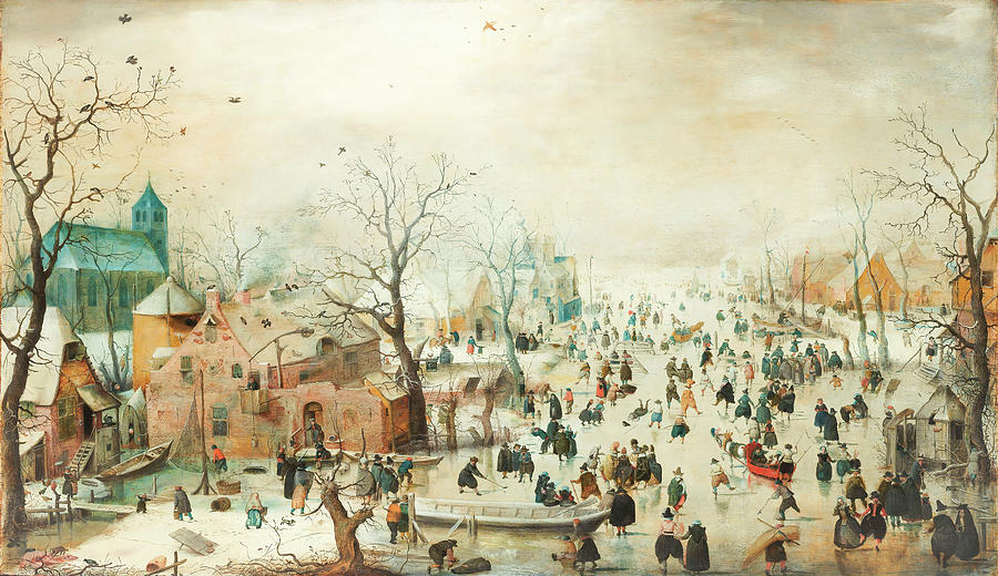 Winter Landscape with Skaters, c. 1608 Painting by Eric Glaser