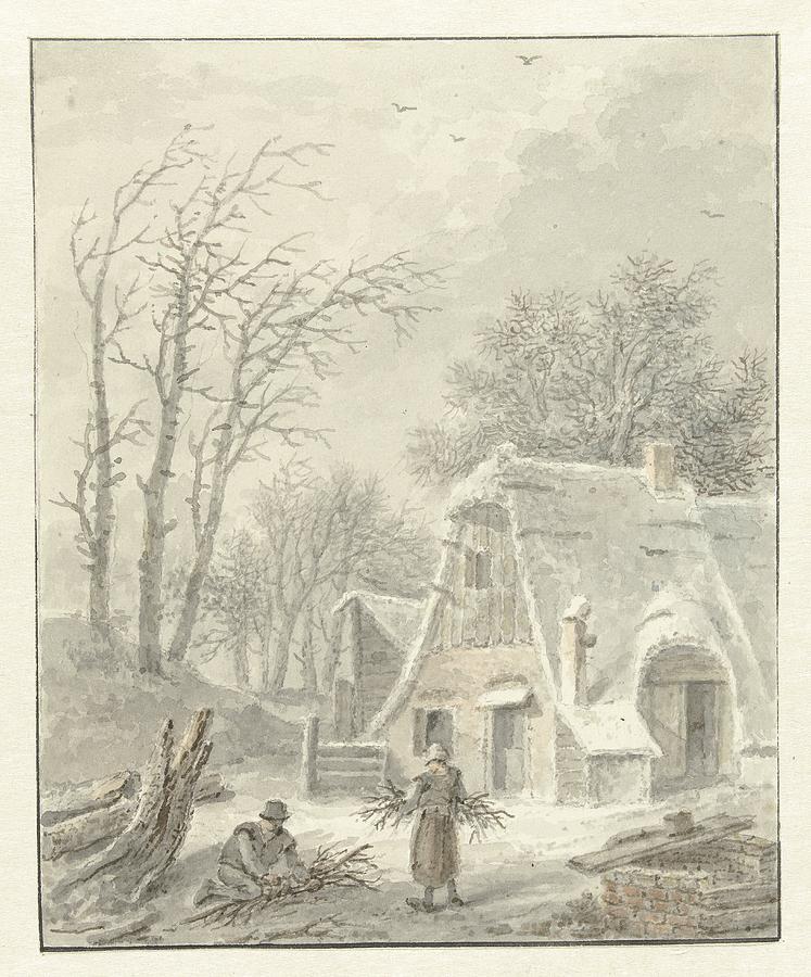 Winter landscape with wood gatherers for farm, Pieter Pietersz. Barbiers, 1838 Painting by MotionAge Designs
