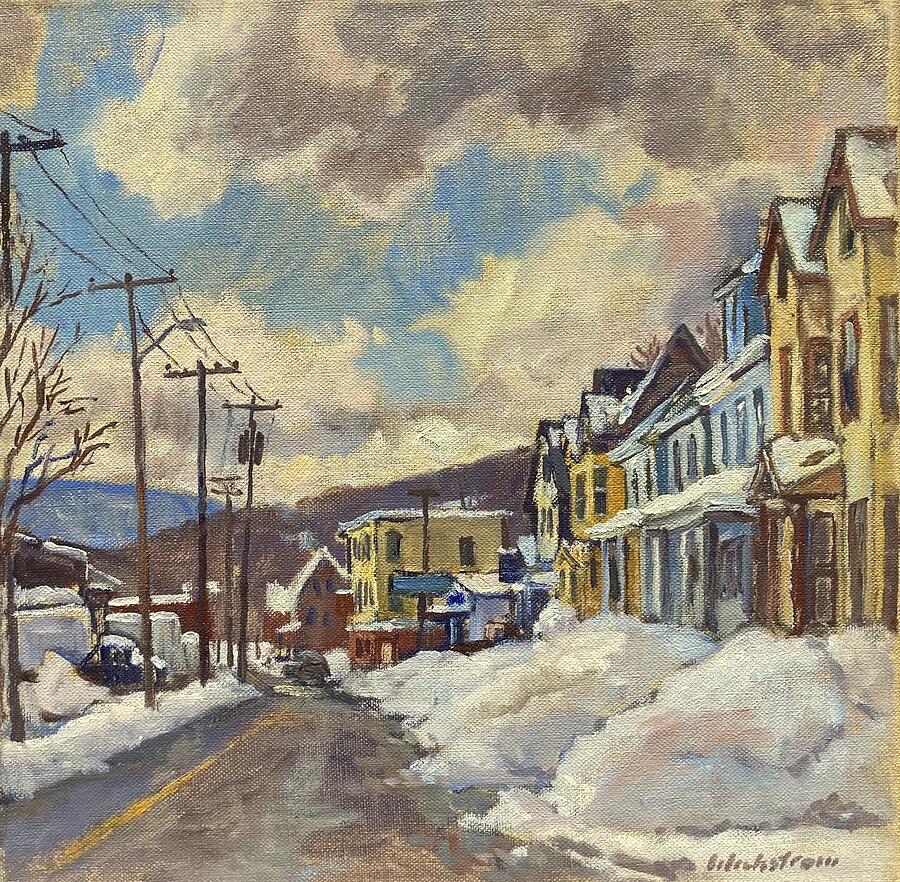Winter Twilight/North Adams Cityscape Painting Painting by Thor Wickstrom