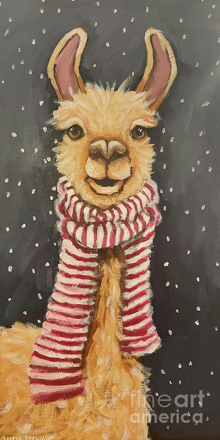 Winter Llama Painting by Lucia Stewart