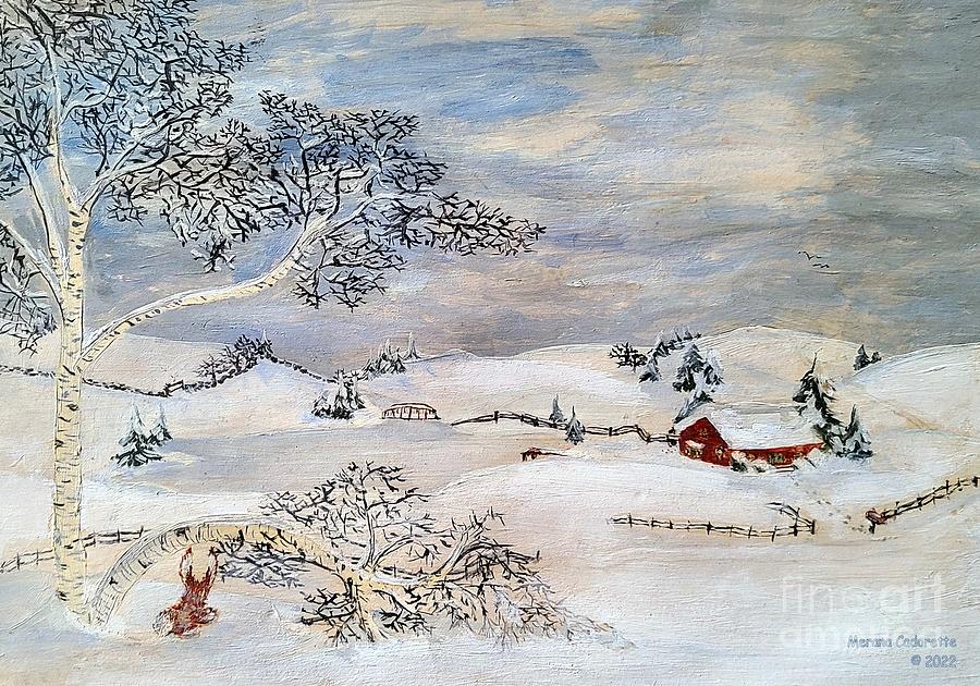 Winter Long Ago Painting by Merana Cadorette