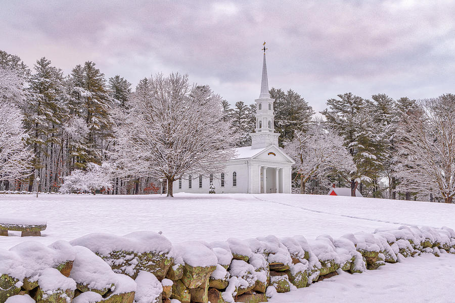 Winter Magic at the Wayside Inn Historic District Martha-Mary Chapel  Photograph by Juergen Roth