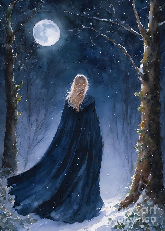 Winter Painting - Winter Maiden of the Moon by Lyra OBrien