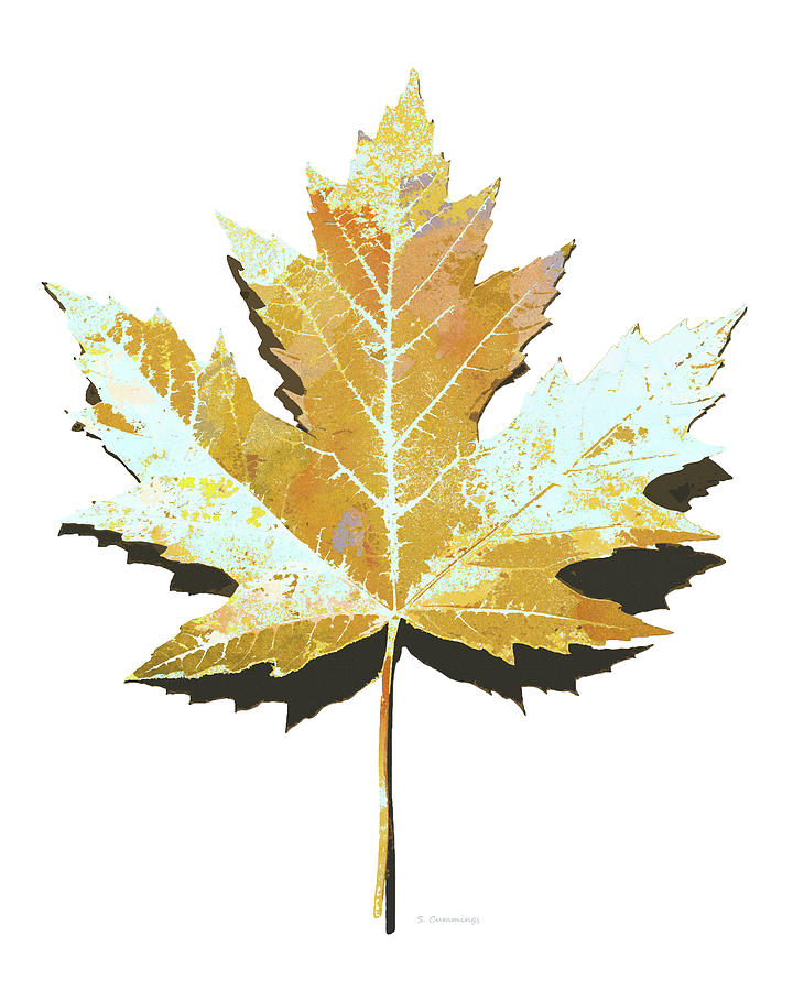 Winter Maple Leaf Art Painting by Sharon Cummings