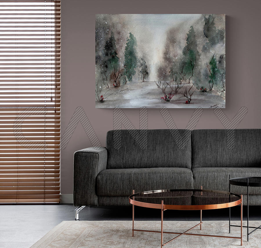 Winter Meadow In Living Area Painting by AnnMarie Parson-McNamara
