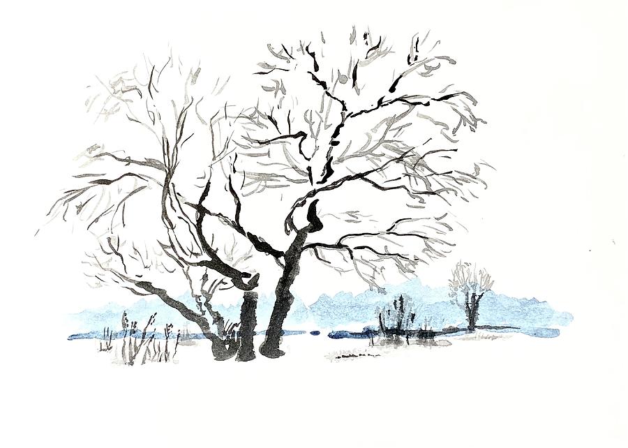 Winter Minimalism. Landscape Painting by Masha Batkova