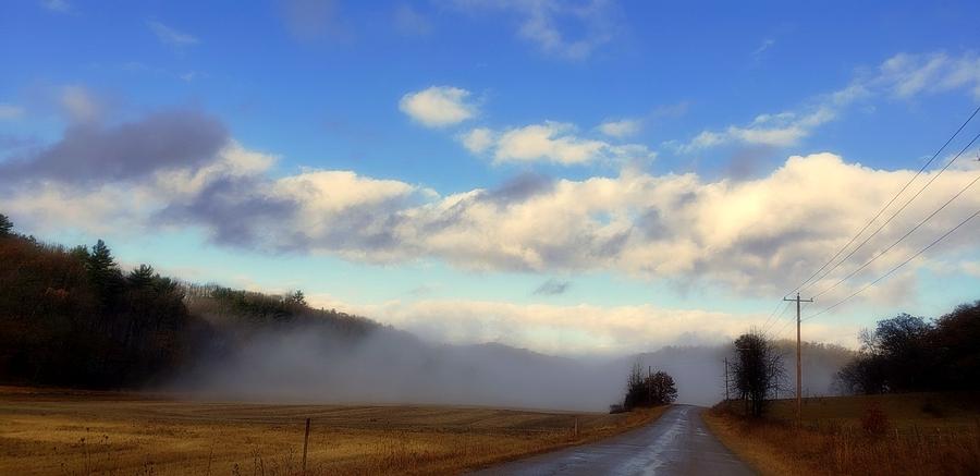 Winter Mist Along A Country Road In Color Photograph by Kay Novy