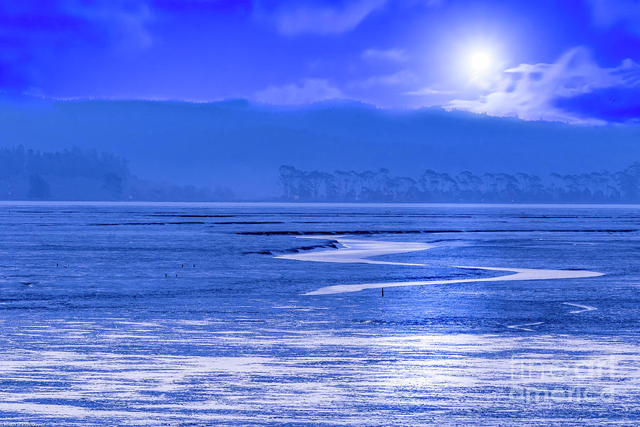 Winter Moon Arcata Bay Photograph by Mitch Shindelbower