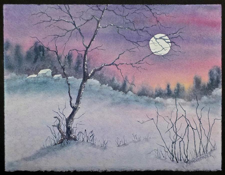 Winter Moon Painting by Carolyn Rosenberger