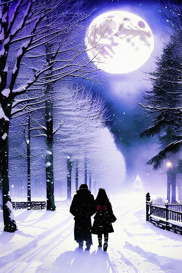 Winter Moon First Date Digital Art by David Dehner