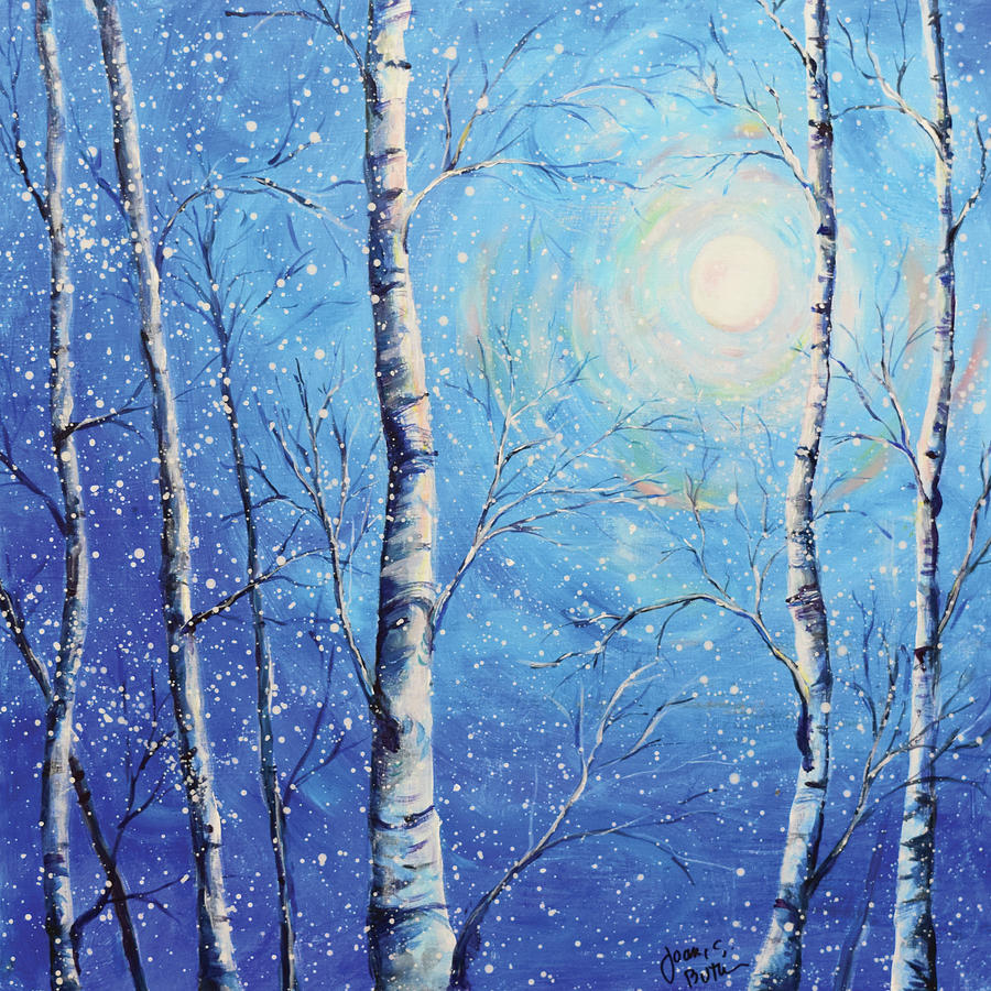 Winter moon Painting by Joanne Soucy-Butler - Fine Art America