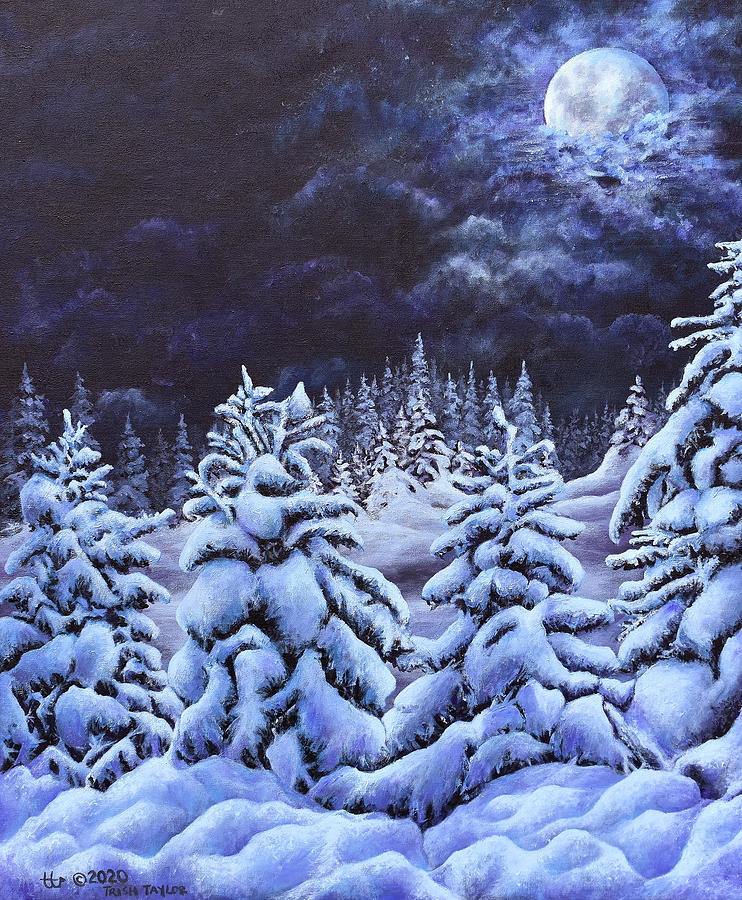 Winter Moon Painting by Trish Taylor Ponappa