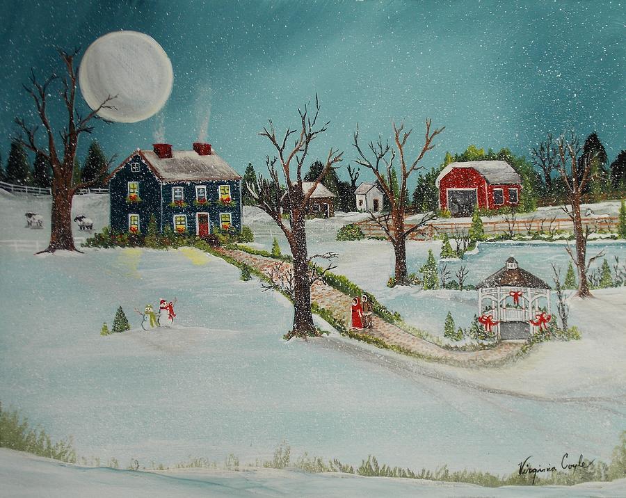 Winter Moon Painting by Virginia Coyle