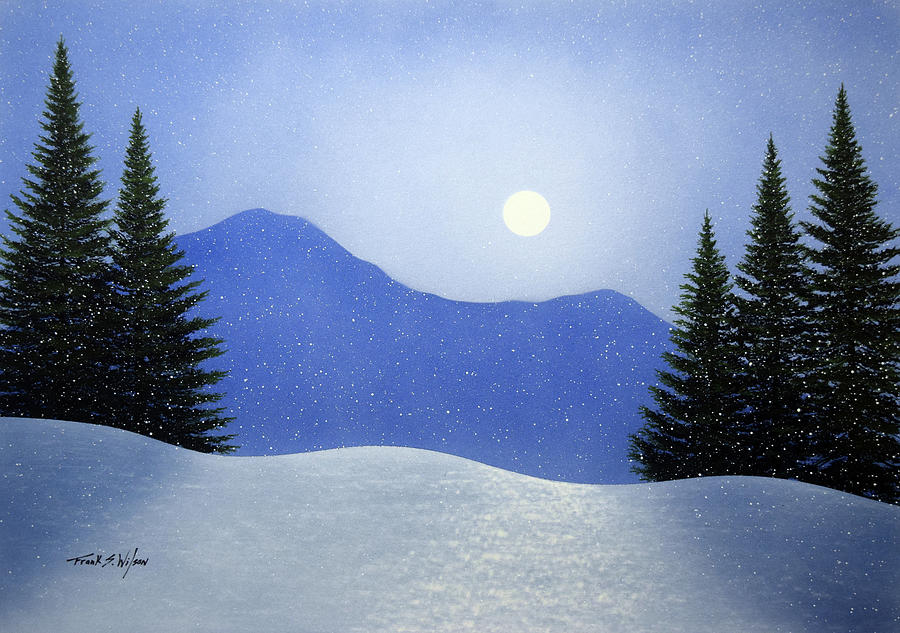 Winter Moonrise Painting