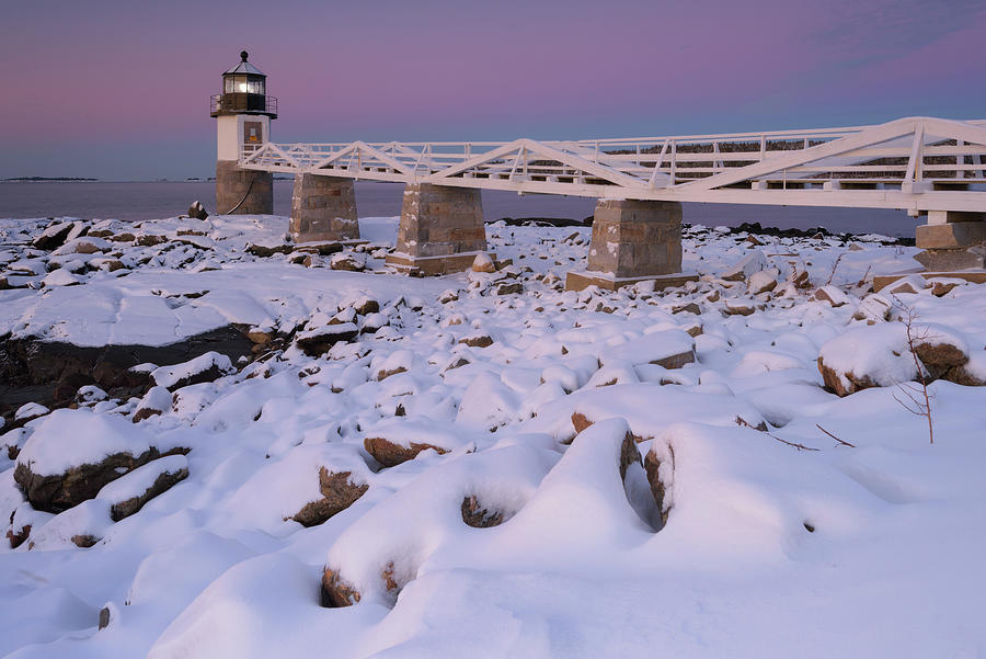 Winter Photograph - Winter Morning at Marshall Point Lighthouse by Kristen Wilkinson