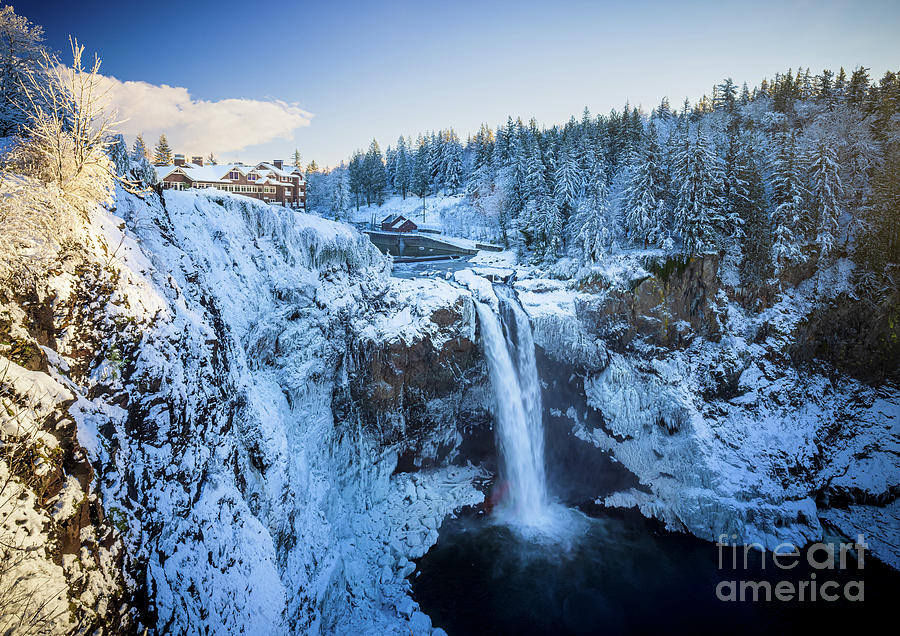 Winter morning at Snoqualmie Falls Photograph by Inge Johnsson