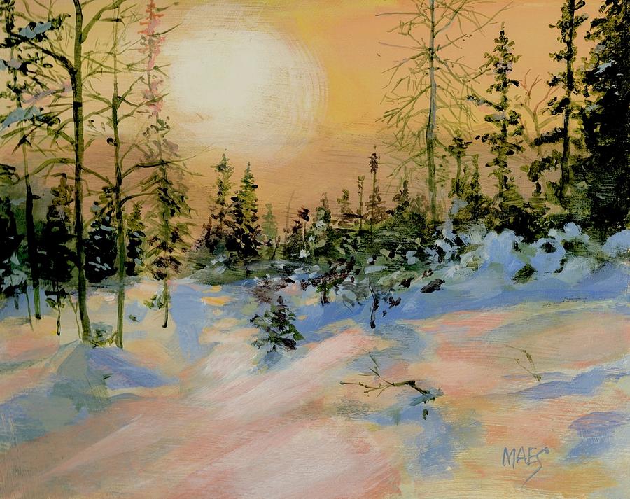 Winter Morning in the woods Painting by Walt Maes
