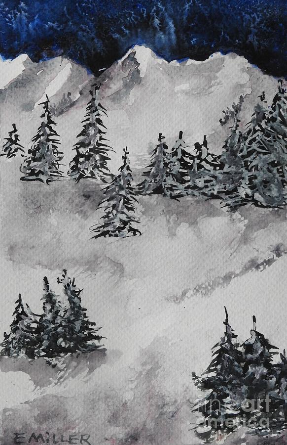 Winter Mountain Vertical Landscape Painting by Eunice Miller