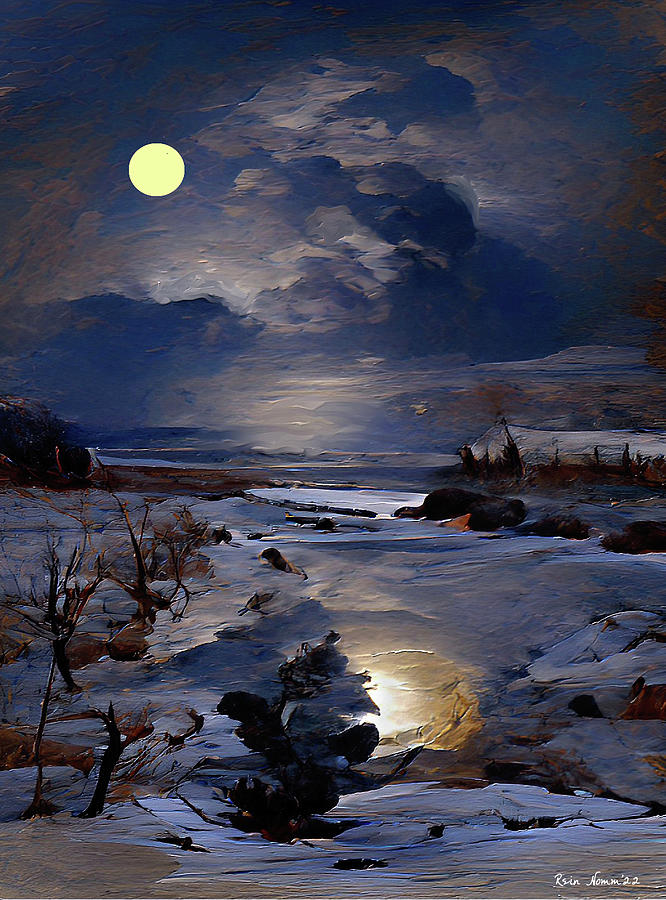 Winter Night Reflection Digital Art by Rein Nomm