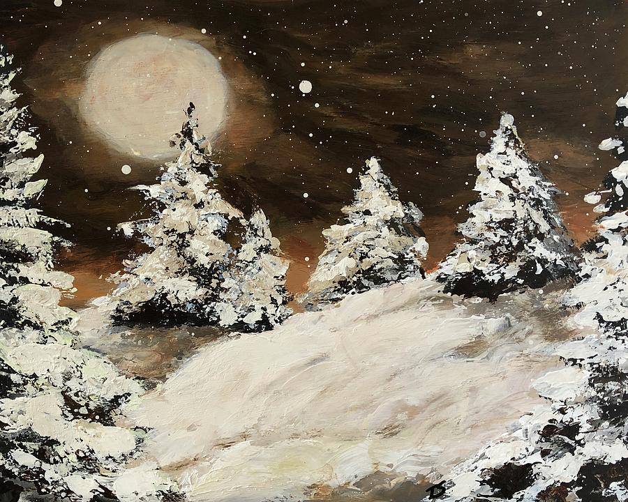 Winter night Painting by Tricia Sutton - Fine Art America