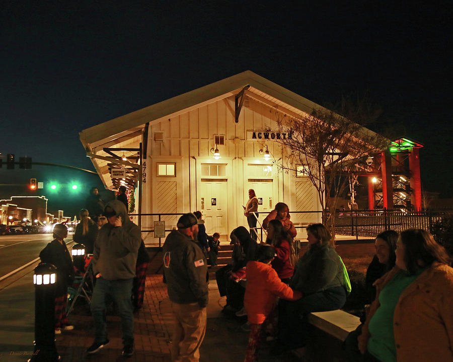Winter nite at train depot  Photograph by Dennis Baswell