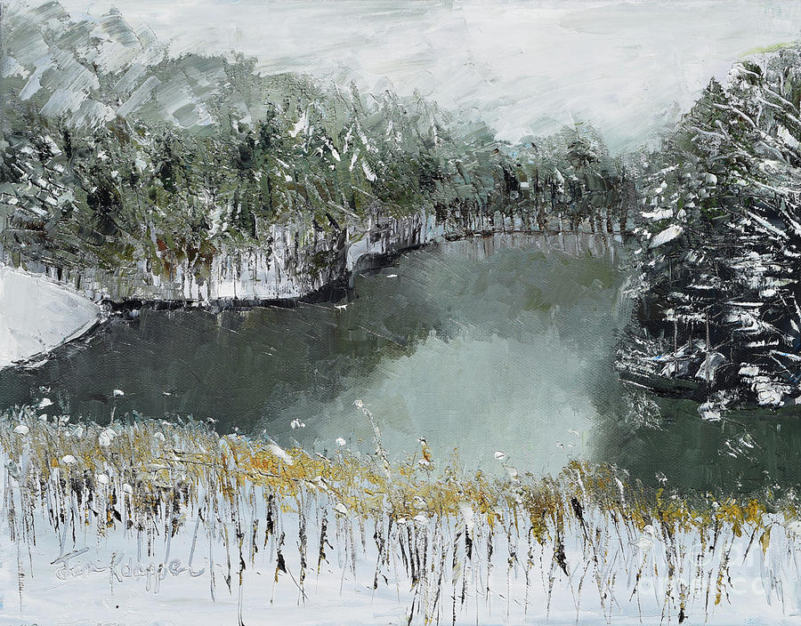 Winter on Lake Davenport- Ellijay Painting by Jan Dappen