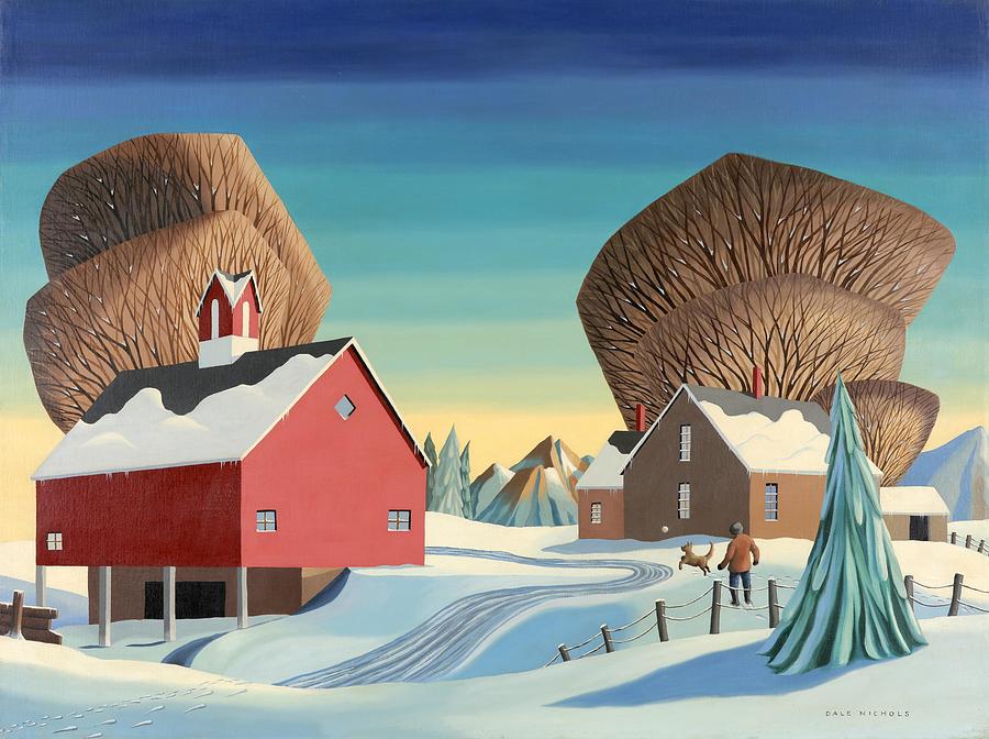 Winter on the farm Painting by Dale William Nichols