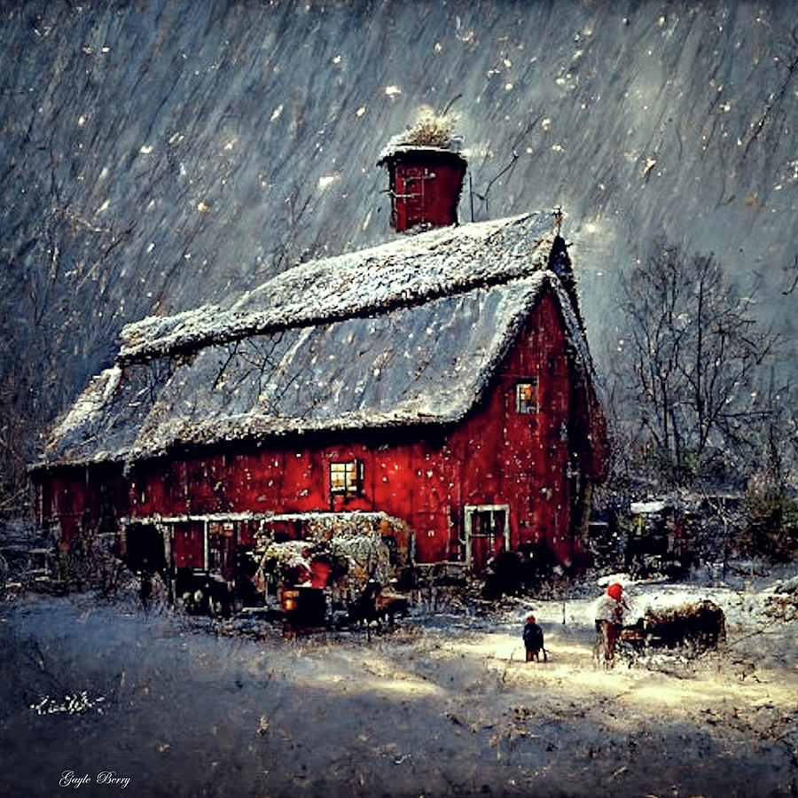 Winter Mixed Media - Winter On The Farm by Gayle Berry