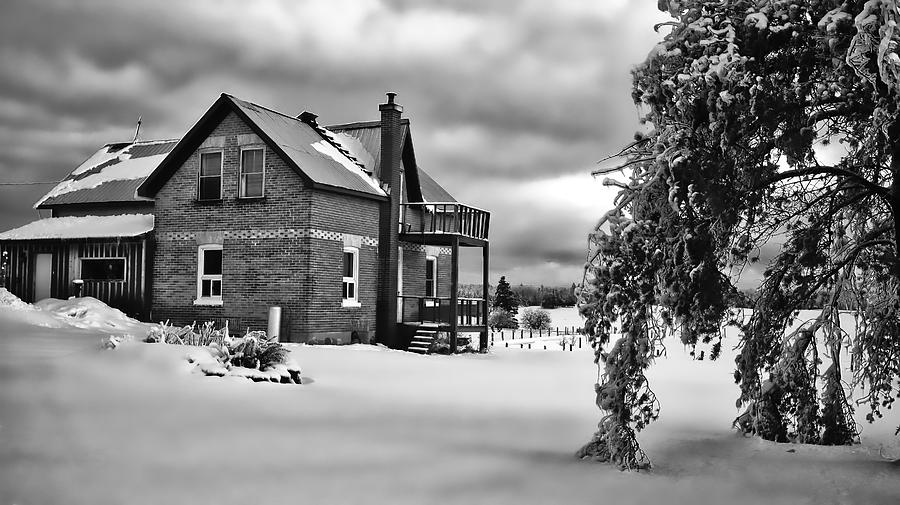 Winter on the Farm in Black and White by Bryan Smith Winter on the Farm in Black and White by Bryan Smith