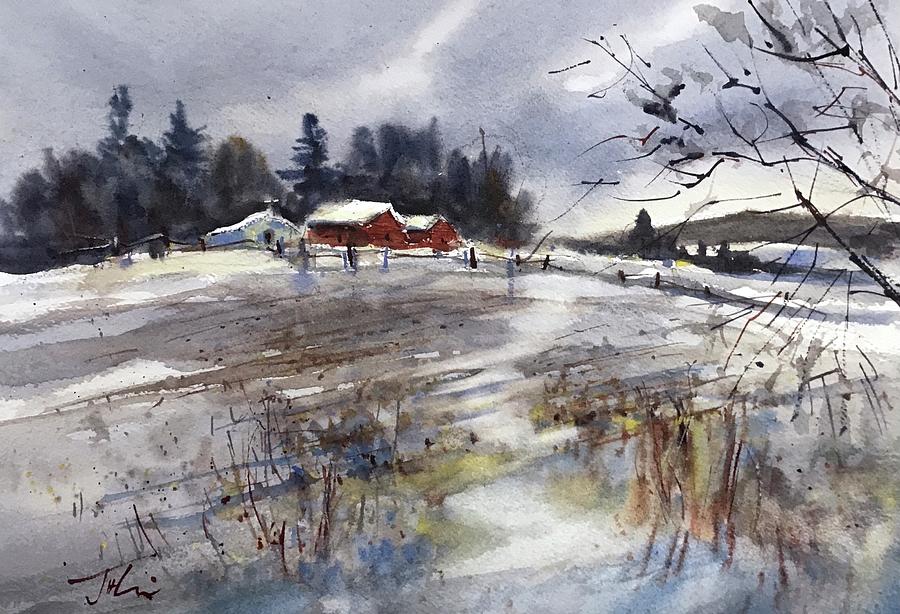 Winter on the Lane Painting by Judith Levins