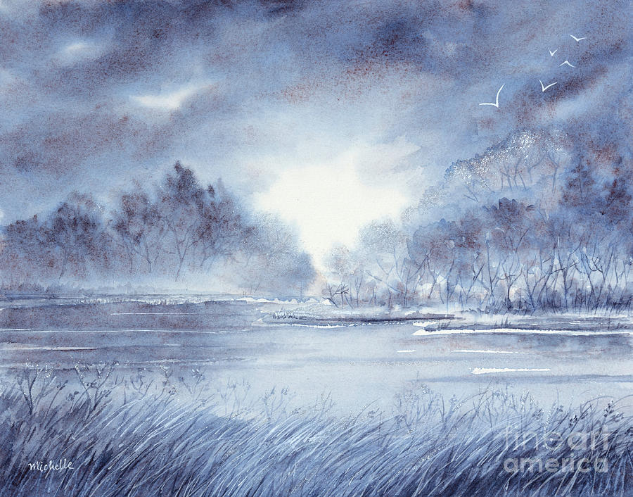Winter on the Pond Painting by Michelle Constantine