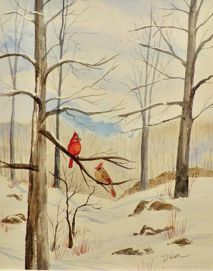Winter Pair Painting by Denise Van Deroef