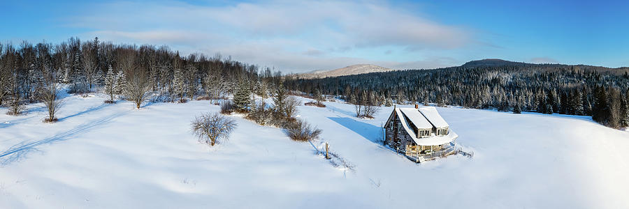 Winter Panoram of Old House In  Pittsburg, New Hampshire Photograph by John Rowe