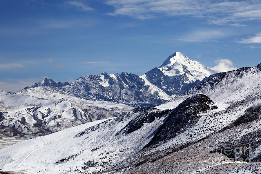 Winter panorama of Huayna Potosi Bolivia Photograph by James Brunker