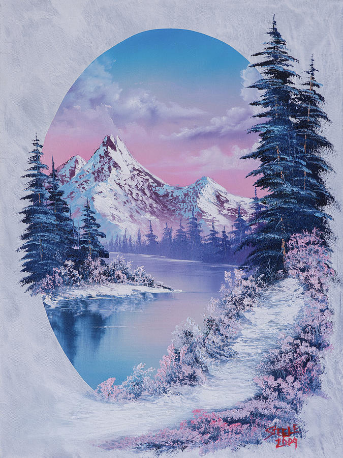 Winter Paradise Oval Painting by Chris Steele - Fine Art America