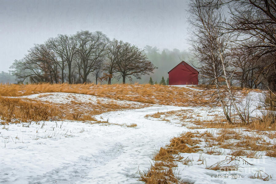 Winter Path to Jorgens Barn Photograph by Trey Foerster
