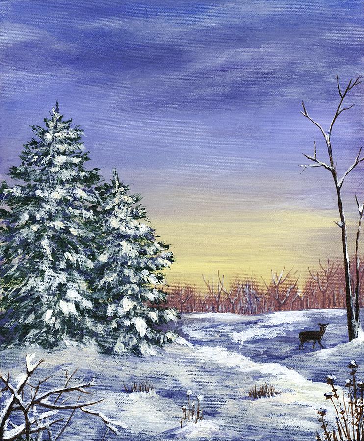 Winter Pine Trees Painting by Anastasiya Malakhova