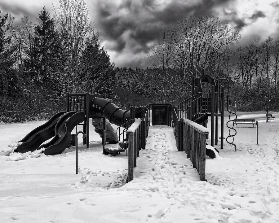 Winter Playground BW Photograph by Scott Olsen