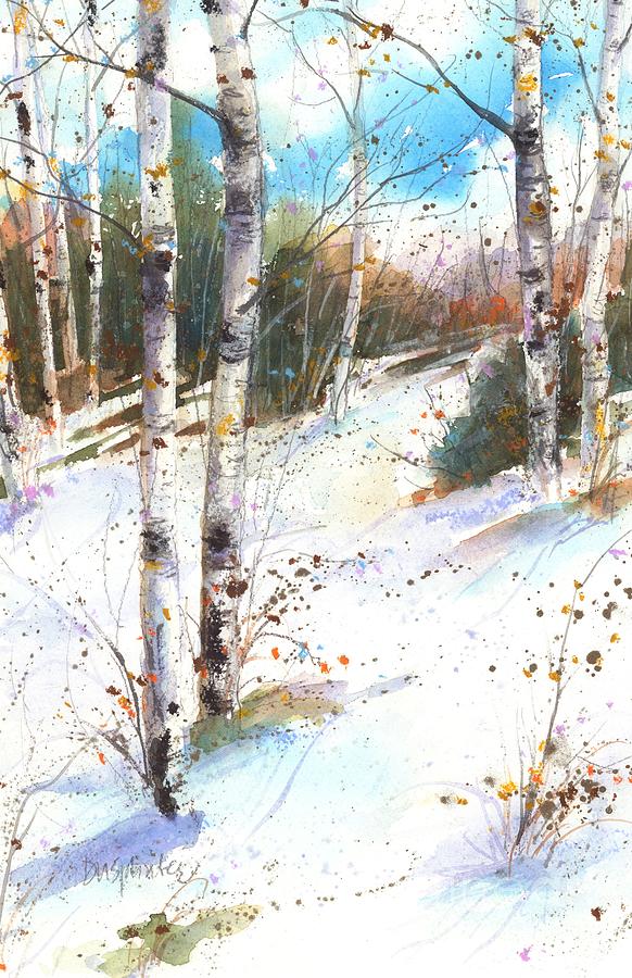 Birches Painting - Winter Poetry by Diane Splinter