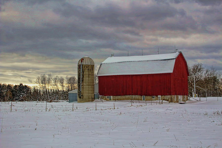 Winter Red Barn Photograph by Dale Kauzlaric